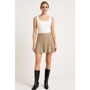 Tanya Taylor Skirt L Brown Knit Flounce Pull On Jennie Academia‎